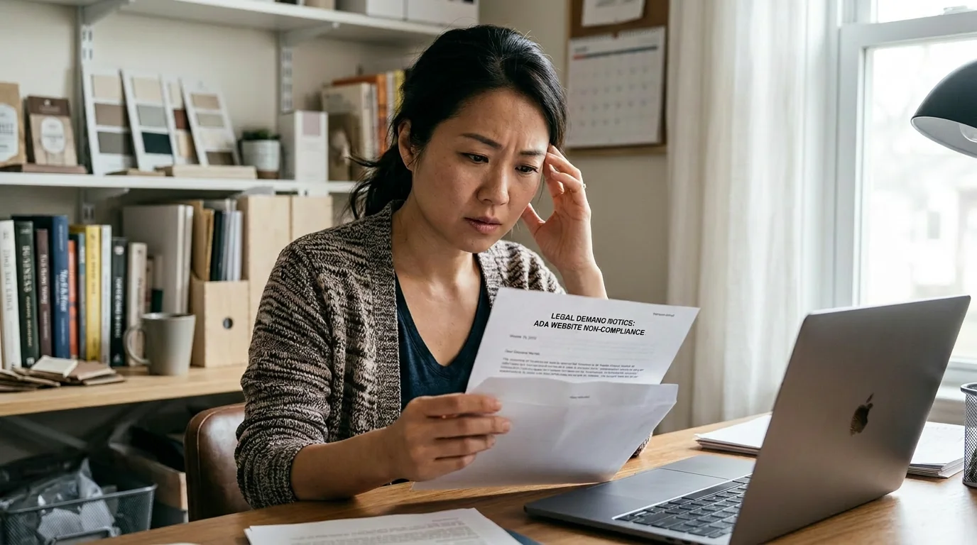 Official letter and documents on a desk representing an accessibility-related notice