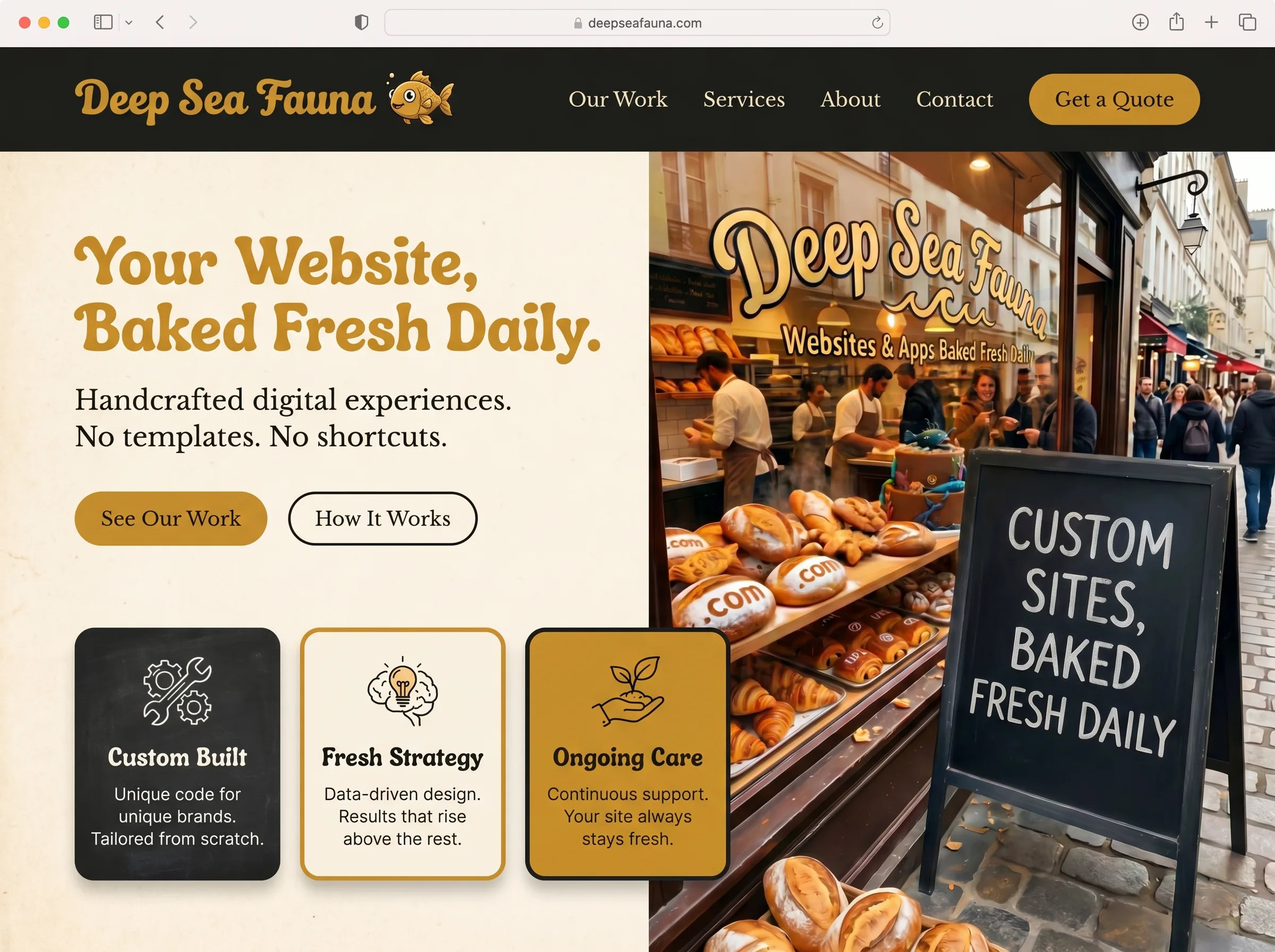 Website homepage mockup on a laptop — evaluating a web development portfolio