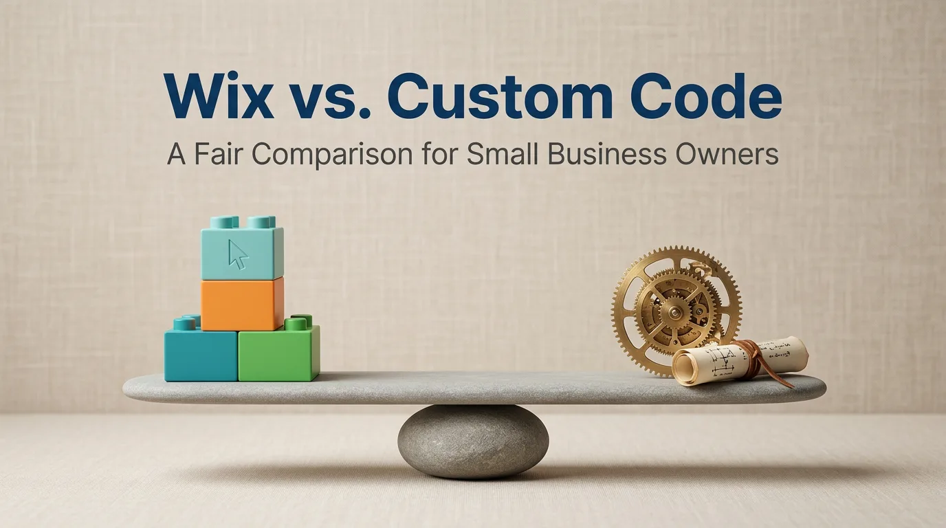 Comparison view of template and custom website approaches for small business