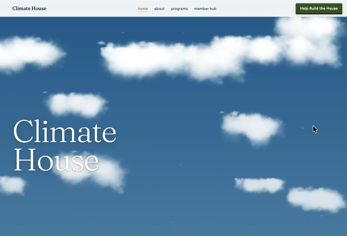 Screenshot of Climate House website